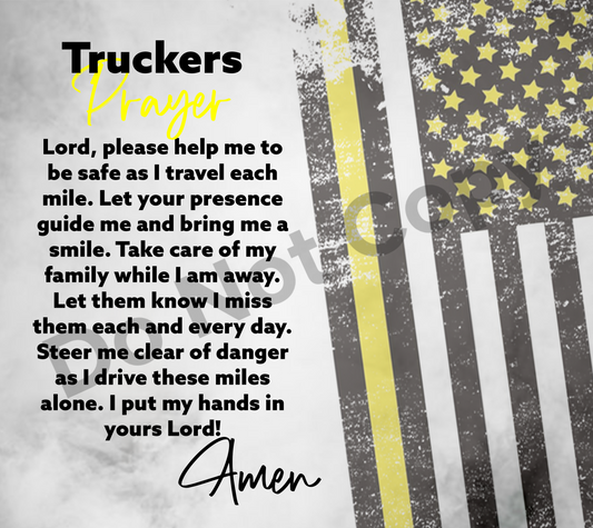 Trucker prayer tumbler transfer