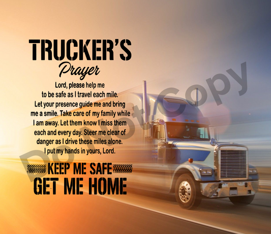 Trucker’s prayer tumbler transfer