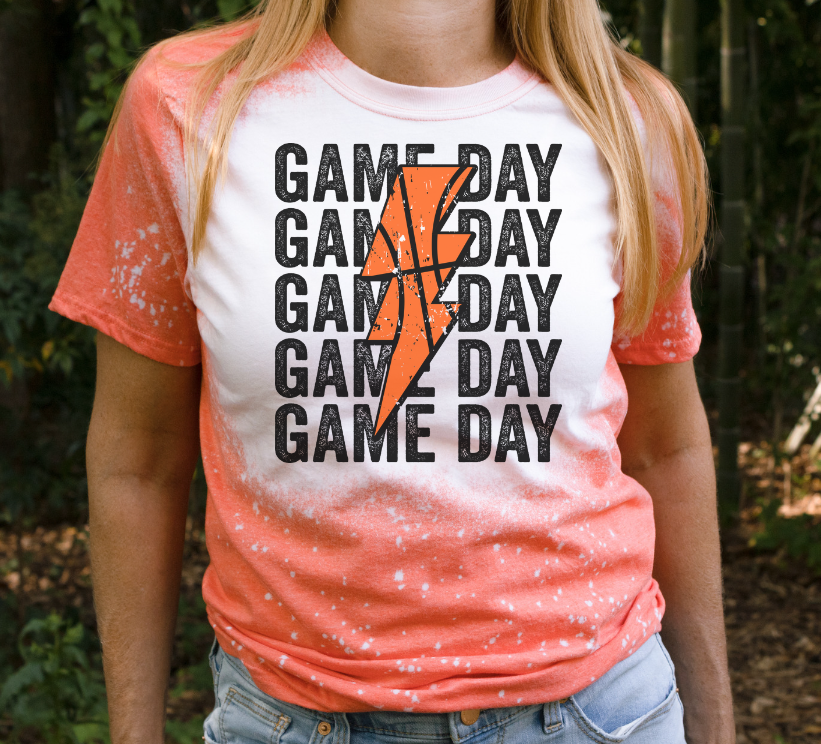 Game day basketball bolt sublimation shirt transfer