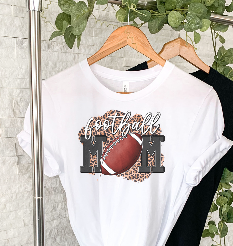 Football mom cheetah print sublimation shirt transfer