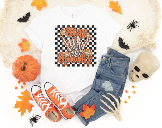 Stay spooky checkers sublimation shirt transfer