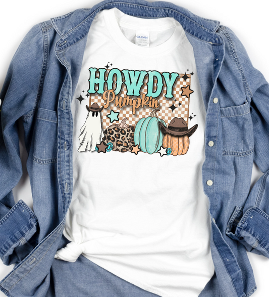 Howdy western blue sublimation shirt transfer