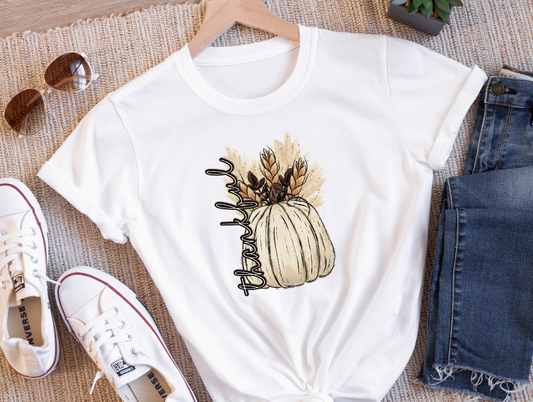 Thankful tan pumpkin sublimation shirt transfer