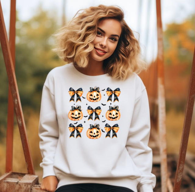 Pumpkins bows sublimation shirt transfer