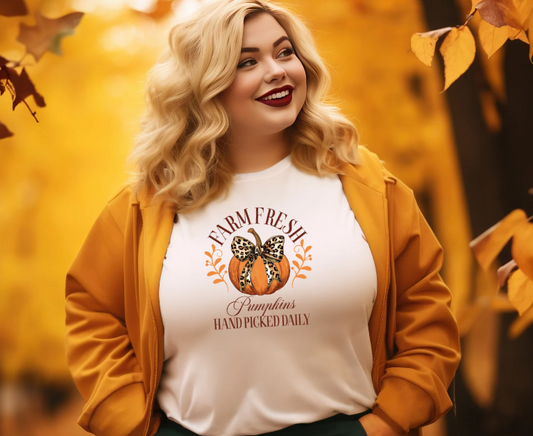 Farm fresh pumpkins script sublimation shirt transfer