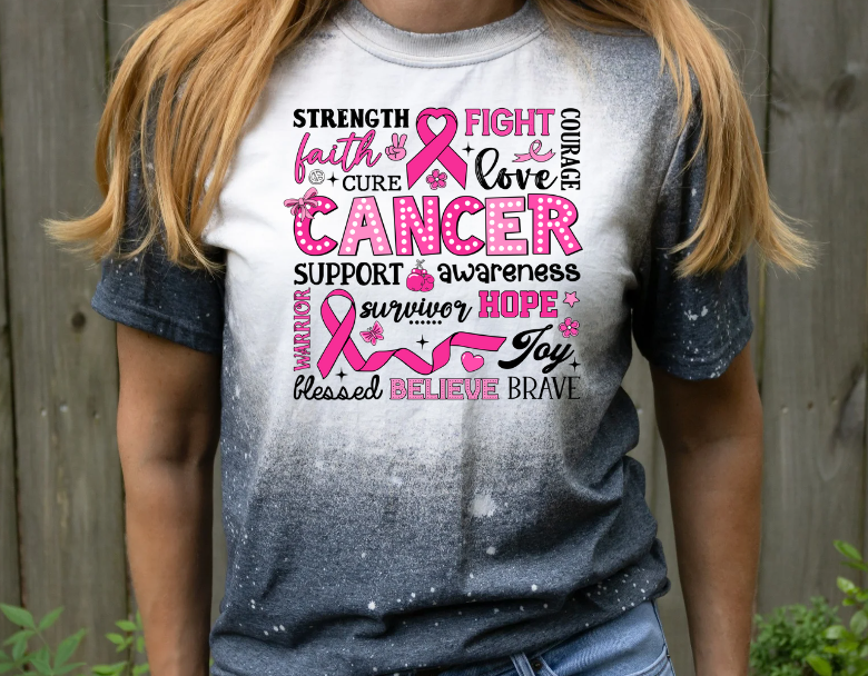 Pink ribbon words sublimation shirt transfer