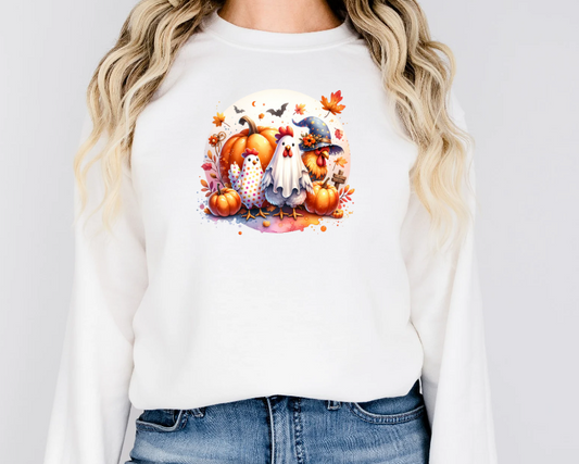 Chickens pumpkins sublimation shirt transfer