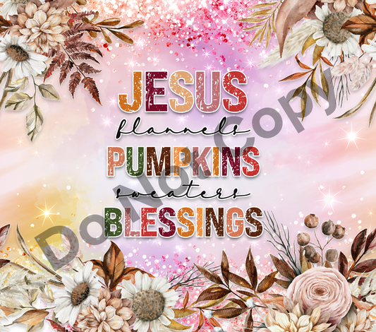 Jesus flannels pumpkins tumbler transfer