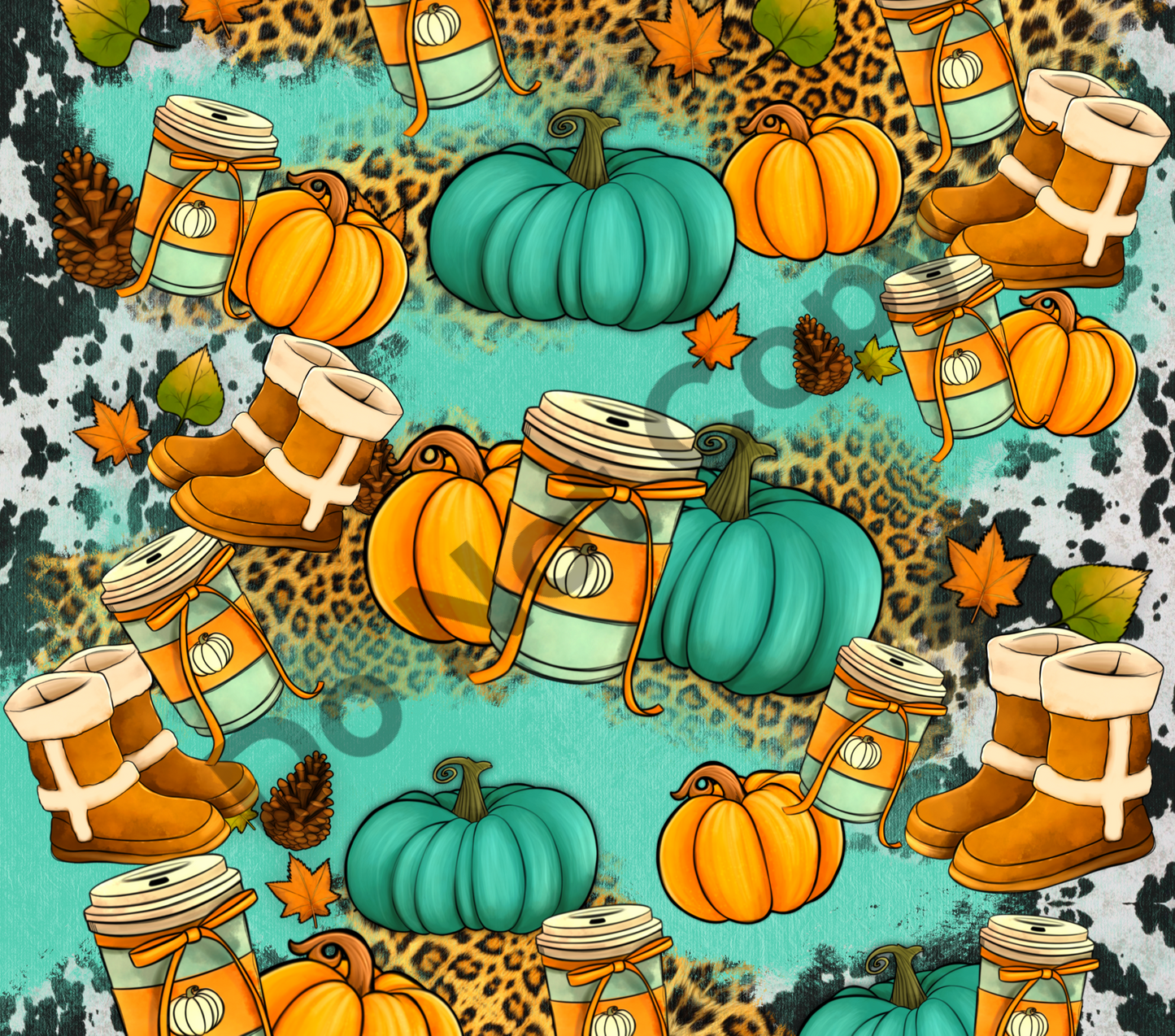 Fall boots coffee pumpkins tumbler transfer