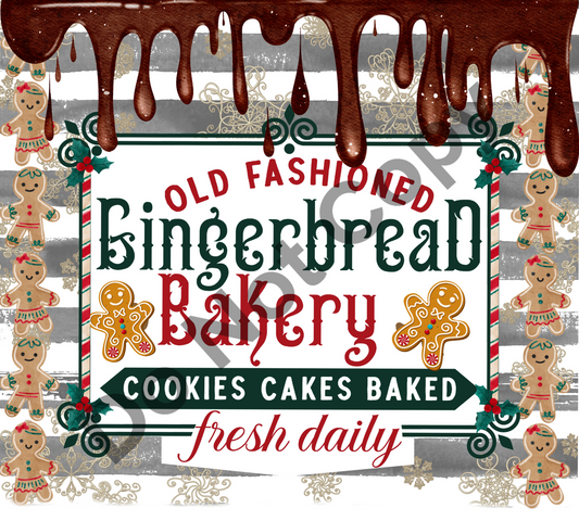 Gingerbread bakery tumbler transfer