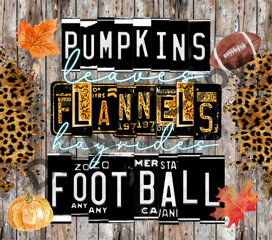 Pumpkins leaves flannels tumbler transfer