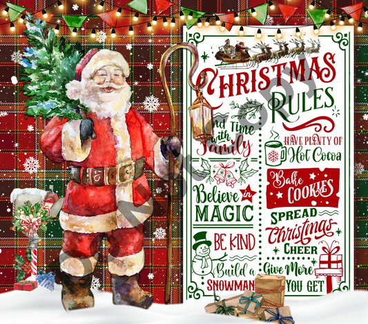 Christmas rules tumbler transfer