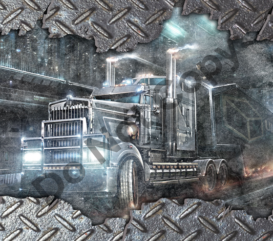 Trucker steel plates tumbler transfer