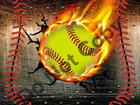 Softball flames tumbler transfer