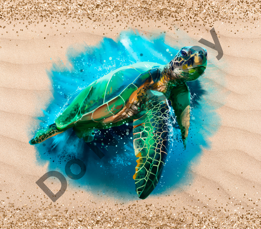 Turtle in sand tumbler transfer