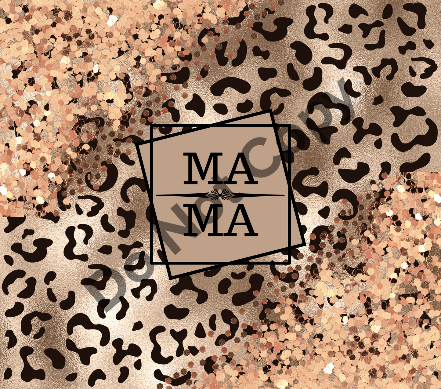 Mama gold glitter leopard tumbler transfer