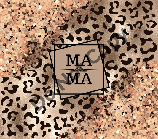 Mama gold glitter leopard tumbler transfer