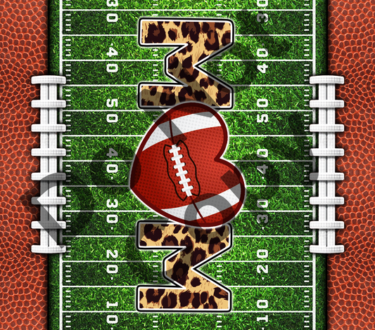 Football mom field with heart tumbler transfer