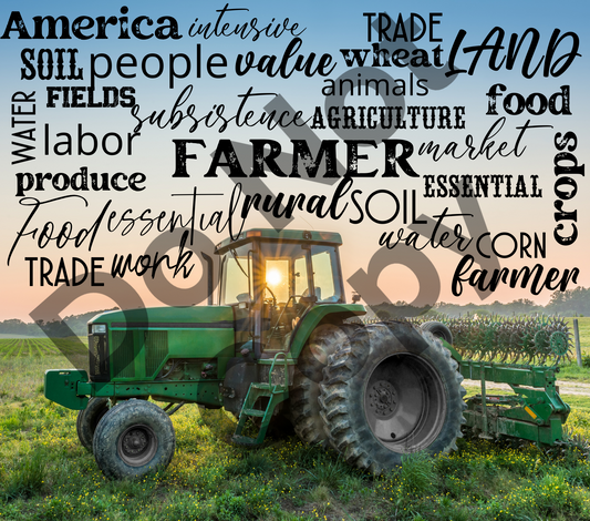 Farmer words collage tractor tumbler transfer