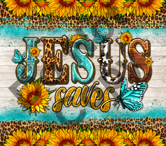 Jesus saves-butteflies tumbler transfer