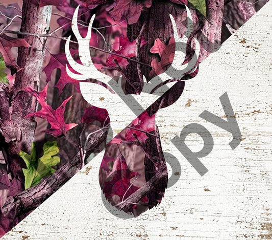 Deer half pink tumbler transfer