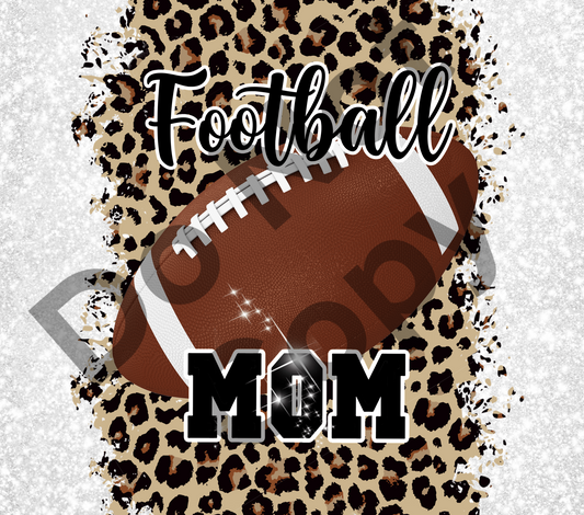 Football mom leopard white glitter tumbler transfer
