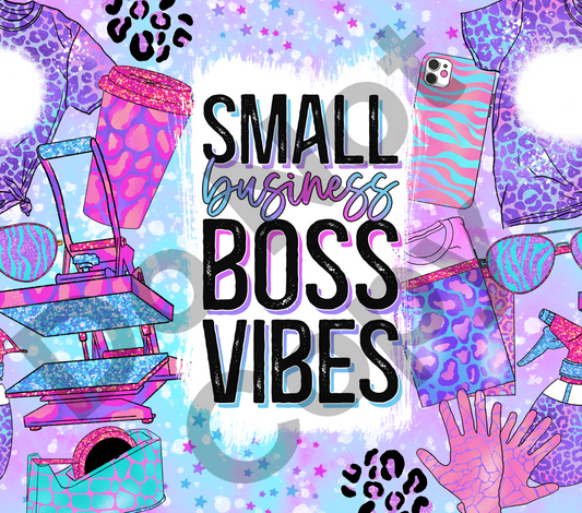 Small business boss vibes purple tumbler transfer