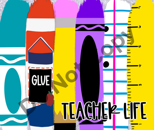 Teacher life supplies brush strokes tumbler transfer