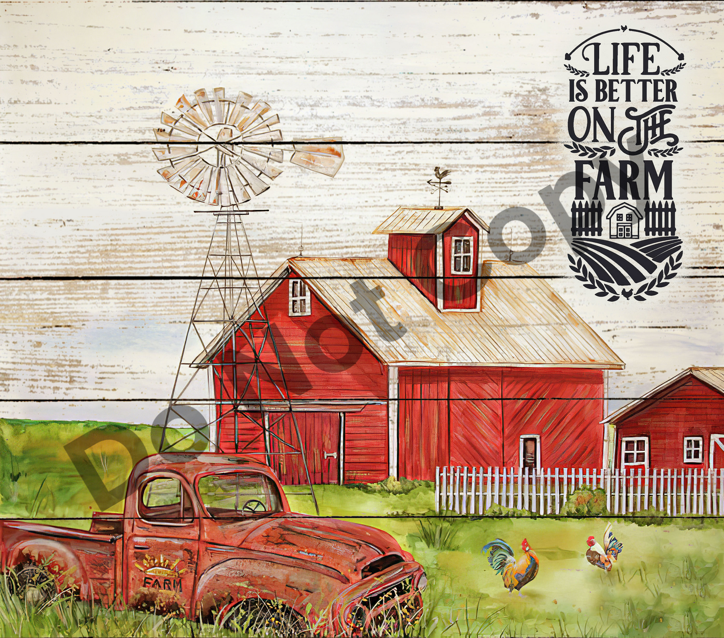 Life is better on the farm red barn and truck tumbler transfer