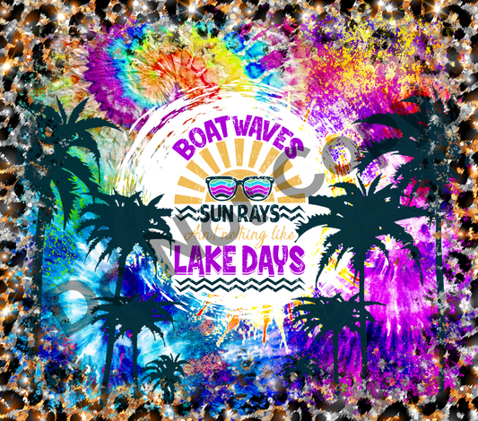 Boat waves sun rays lake days tumbler transfer
