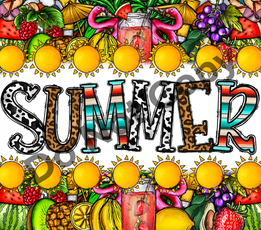 Summer patterns tumbler transfer