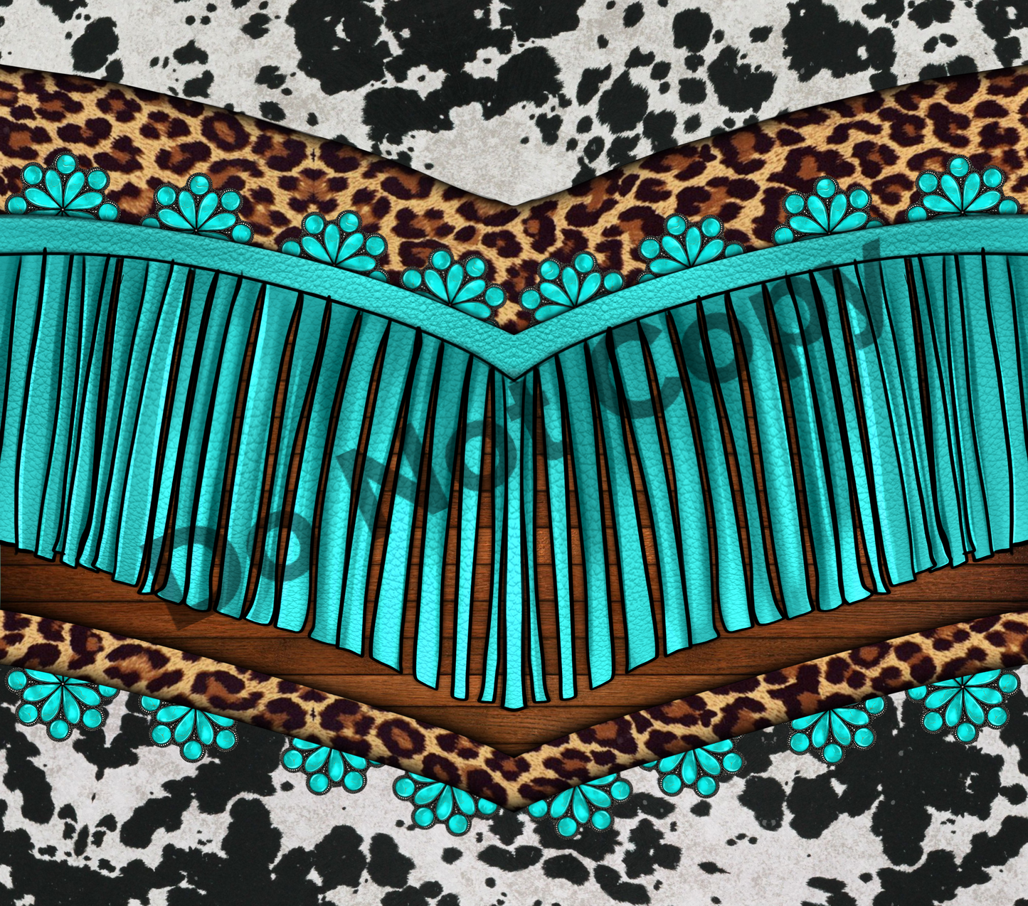 Blue fringe tumbler transfer
