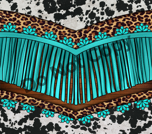 Blue fringe tumbler transfer
