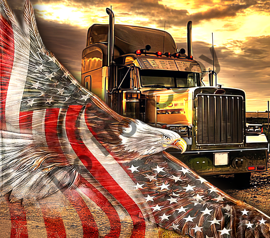 Trucker eagle tumbler transfer