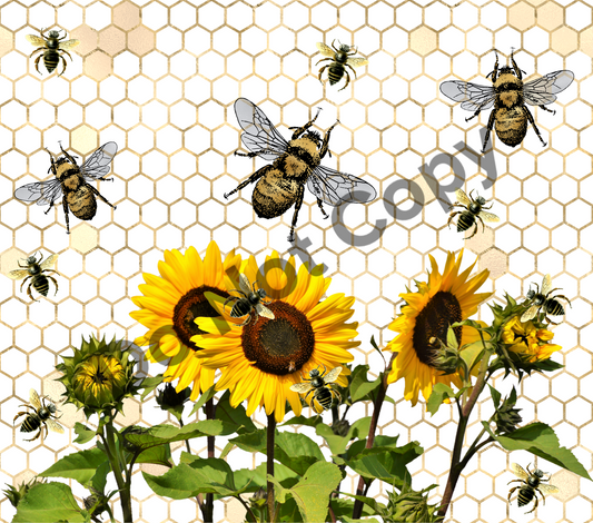 Sunflowers bees tumbler transfer