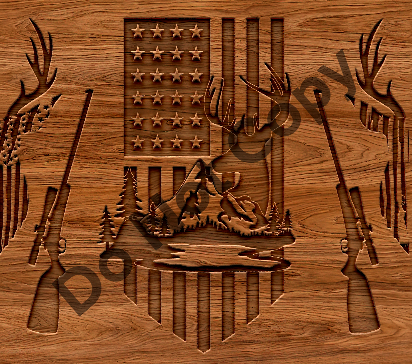 Hunting engraved wood tumbler transfer