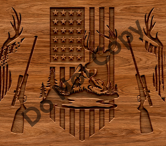 Hunting engraved wood tumbler transfer