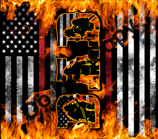 Dad fireman flag tumbler transfer