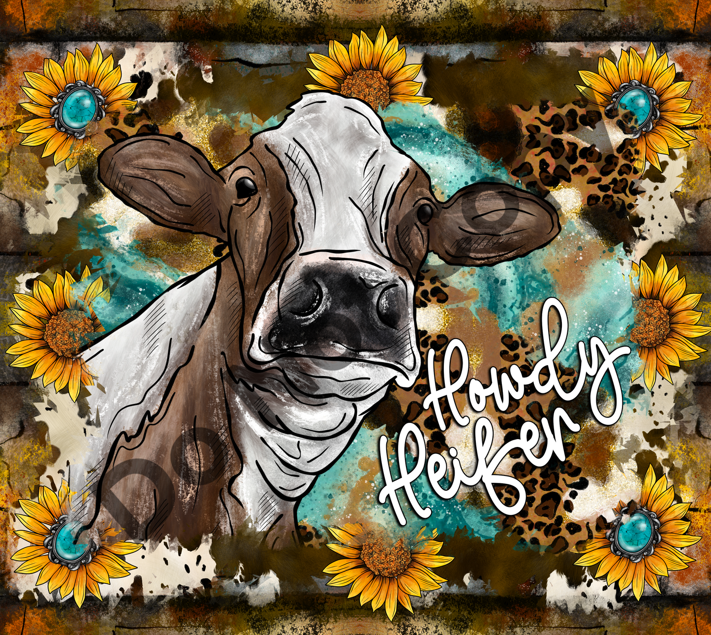 Howdy heifer sunflowers cow tumbler transfer