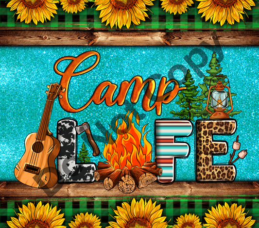 Camp life sunflowers tumbler transfer