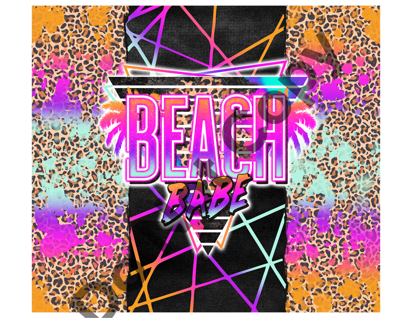 Beach babe triangle tumbler transfer