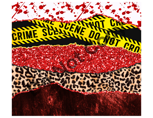 Crime scene tape tumbler transfer