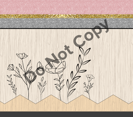 Floral pencil tumbler transfer