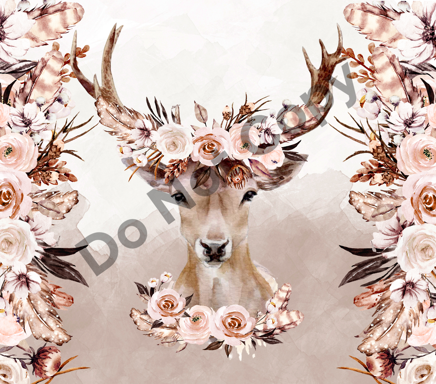 Pink floral deer tumbler transfer