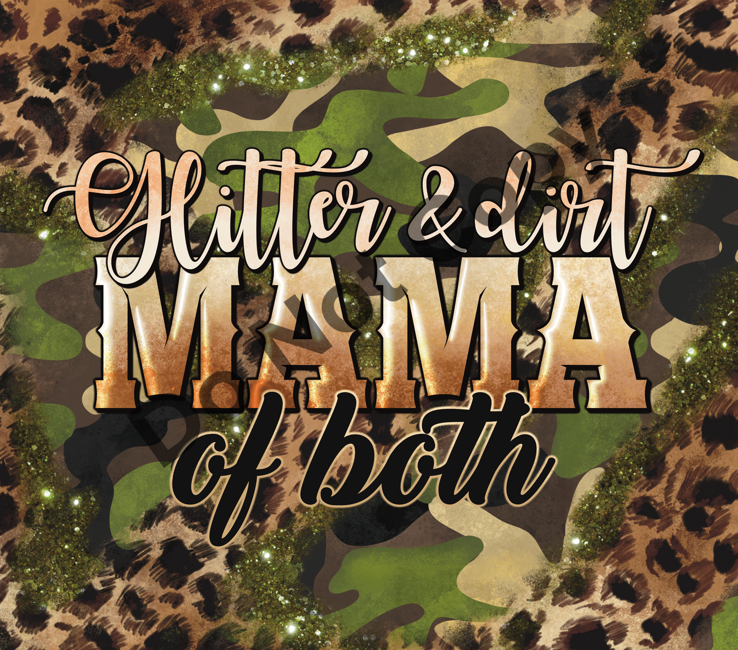 Mama of both camo leopard tumbler transfer