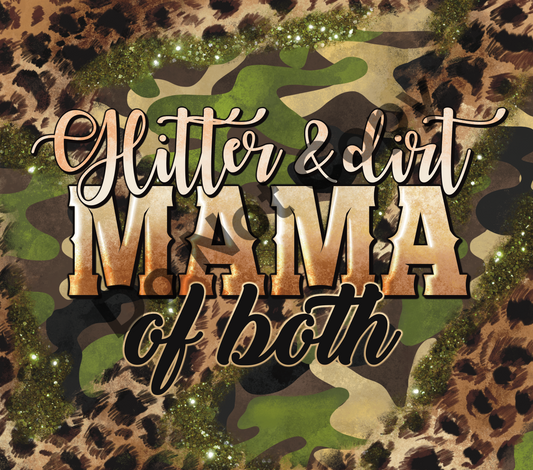 Mama of both camo leopard tumbler transfer