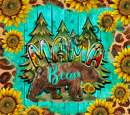 Mama bear sunflowers trees tumbler transfer