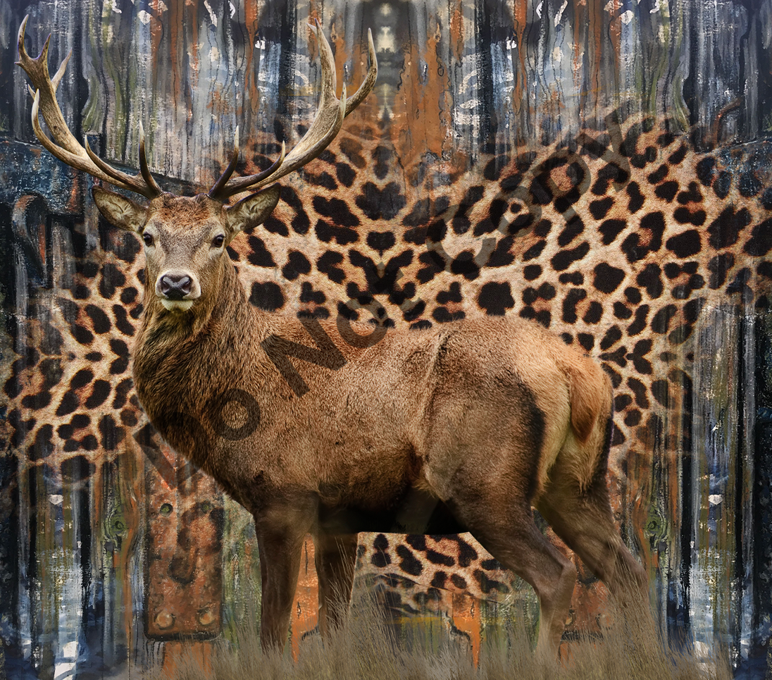 Deer leopard wood tumbler transfer