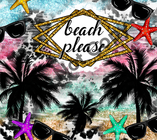 Beach please palm trees tumbler transfer