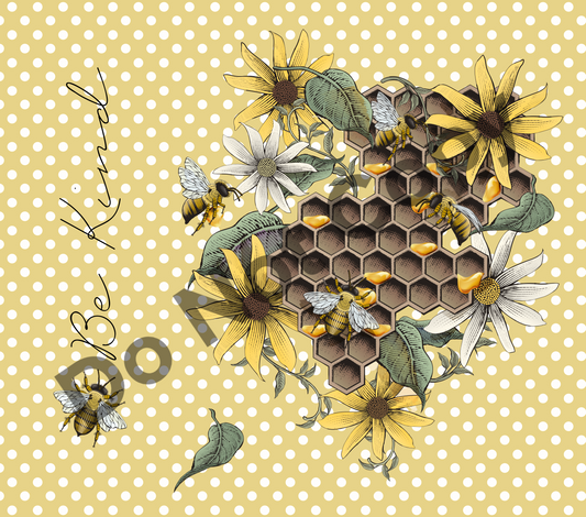 Be kind honeycomb with polka dots tumbler transfer